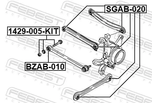 Lagerung, Lenker Mitte Hinterachse oben vorne innen außen FEBEST SGAB-020 Bild Lagerung, Lenker Mitte Hinterachse oben vorne innen außen FEBEST SGAB-020