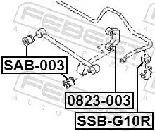 Lagerung, Stabilisator Hinterachse FEBEST SSB-G10R Bild Lagerung, Stabilisator Hinterachse FEBEST SSB-G10R