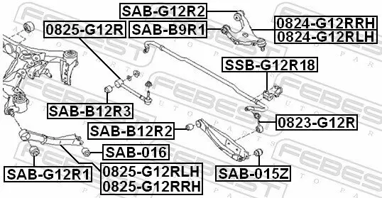 Lagerung, Stabilisator Hinterachse FEBEST SSB-G12R18 Bild Lagerung, Stabilisator Hinterachse FEBEST SSB-G12R18