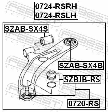 Lagerung, Lenker Vorderachse unten vorne FEBEST SZAB-SX4S Bild Lagerung, Lenker Vorderachse unten vorne FEBEST SZAB-SX4S