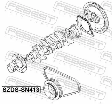 Riemenscheibe, Kurbelwelle FEBEST SZDS-SN413 Bild Riemenscheibe, Kurbelwelle FEBEST SZDS-SN413
