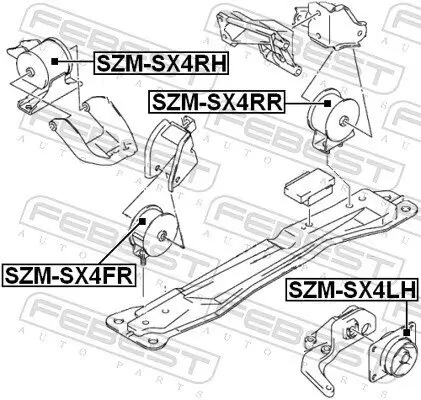 Lagerung, Motor vorne links FEBEST SZM-SX4LH Bild Lagerung, Motor vorne links FEBEST SZM-SX4LH
