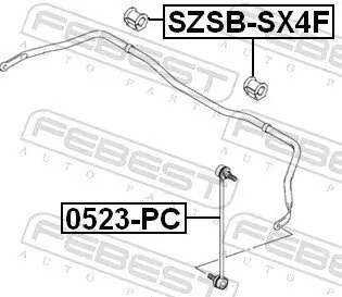 Lagerung, Stabilisator Vorderachse FEBEST SZSB-SX4F Bild Lagerung, Stabilisator Vorderachse FEBEST SZSB-SX4F