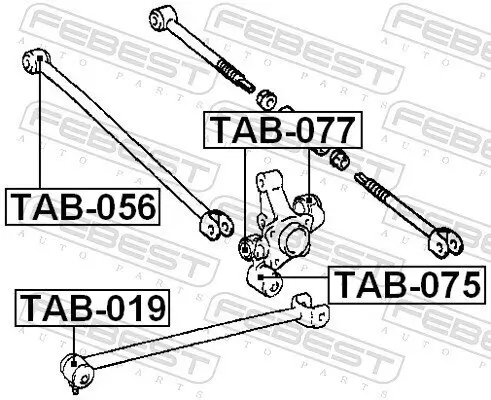 Lagerung, Lenker vorne Hinterachse oben FEBEST TAB-019 Bild Lagerung, Lenker vorne Hinterachse oben FEBEST TAB-019