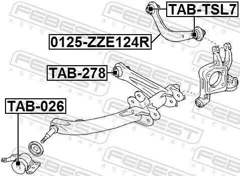 Lagerung, Lenker Hinterachse oben vorne FEBEST TAB-026 Bild Lagerung, Lenker Hinterachse oben vorne FEBEST TAB-026