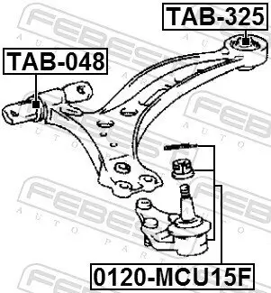 Lagerung, Lenker vorne innen Vorderachse unten FEBEST TAB-048 Bild Lagerung, Lenker vorne innen Vorderachse unten FEBEST TAB-048