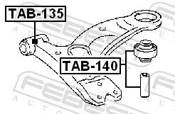 Lagerung, Lenker Vorderachse unten hinten hinter der Achse FEBEST TAB-140 Bild Lagerung, Lenker Vorderachse unten hinten hinter der Achse FEBEST TAB-140