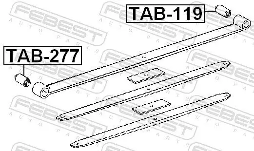 Lagerbuchse, Blattfeder an Federauge vor der Achse FEBEST TAB-277 Bild Lagerbuchse, Blattfeder an Federauge vor der Achse FEBEST TAB-277