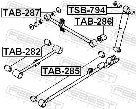 Lagerung, Lenker vorne hinten innen Hinterachse FEBEST TAB-282 Bild Lagerung, Lenker vorne hinten innen Hinterachse FEBEST TAB-282