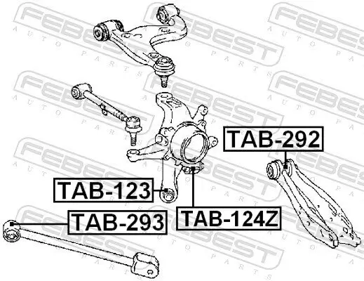 Lagerung, Lenker vorne Hinterachse unten FEBEST TAB-293 Bild Lagerung, Lenker vorne Hinterachse unten FEBEST TAB-293