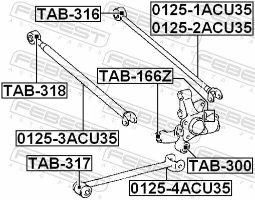 Lagerung, Lenker Hinterachse innen vor der Achse FEBEST TAB-318 Bild Lagerung, Lenker Hinterachse innen vor der Achse FEBEST TAB-318