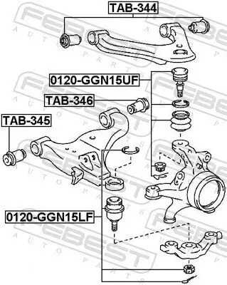 Lagerung, Lenker innen hinten Vorderachse unten FEBEST TAB-346 Bild Lagerung, Lenker innen hinten Vorderachse unten FEBEST TAB-346
