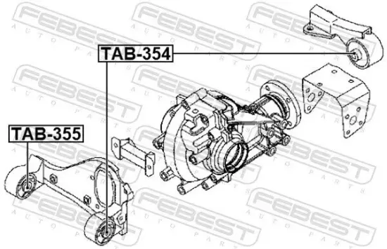 Lagerung, Differential hinten Vorderachse FEBEST TAB-354 Bild Lagerung, Differential hinten Vorderachse FEBEST TAB-354