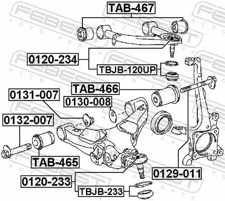 Lagerung, Lenker hinten innen Vorderachse unten FEBEST TAB-466 Bild Lagerung, Lenker hinten innen Vorderachse unten FEBEST TAB-466
