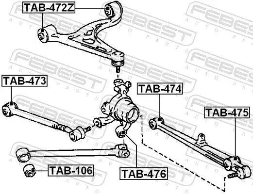 Lagerung, Lenker innen vor der Achse Hinterachse FEBEST TAB-473 Bild Lagerung, Lenker innen vor der Achse Hinterachse FEBEST TAB-473