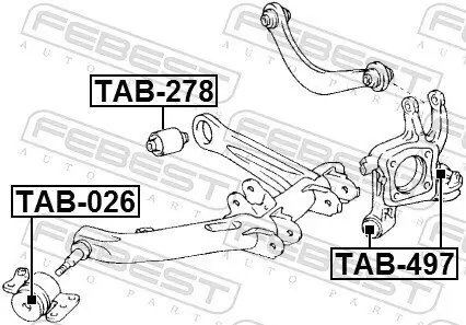 Lagerung, Lenker Hinterachse unten hinter der Achse FEBEST TAB-497 Bild Lagerung, Lenker Hinterachse unten hinter der Achse FEBEST TAB-497