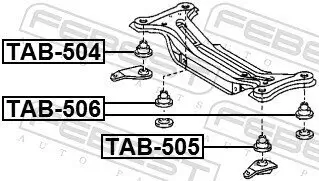 Lagerung, Hilfsrahmen/Aggregateträger Hinterachse unten FEBEST TAB-506 Bild Lagerung, Hilfsrahmen/Aggregateträger Hinterachse unten FEBEST TAB-506
