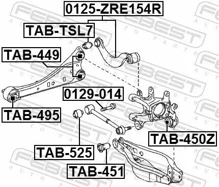Lagerung, Lenker innen Hinterachse vor der Achse FEBEST TAB-525 Bild Lagerung, Lenker innen Hinterachse vor der Achse FEBEST TAB-525