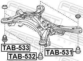 Lagerung, Hilfsrahmen/Aggregateträger Hinterachse unten FEBEST TAB-531 Bild Lagerung, Hilfsrahmen/Aggregateträger Hinterachse unten FEBEST TAB-531