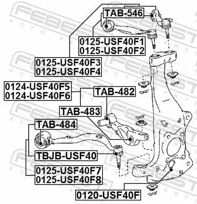 Lagerung, Lenker innen Vorderachse oben FEBEST TAB-546 Bild Lagerung, Lenker innen Vorderachse oben FEBEST TAB-546