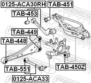 Lagerung, Lenker innen Hinterachse vor der Achse FEBEST TAB-551 Bild Lagerung, Lenker innen Hinterachse vor der Achse FEBEST TAB-551