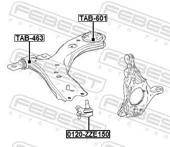 Lagerung, Lenker hinten Vorderachse FEBEST TAB-601 Bild Lagerung, Lenker hinten Vorderachse FEBEST TAB-601