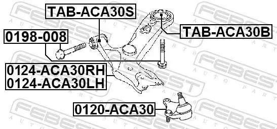 Lagerung, Lenker Vorderachse unten hinten FEBEST TAB-ACA30B Bild Lagerung, Lenker Vorderachse unten hinten FEBEST TAB-ACA30B