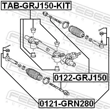 Lagerung, Lenkgetriebe FEBEST TAB-GRJ150-KIT Bild Lagerung, Lenkgetriebe FEBEST TAB-GRJ150-KIT