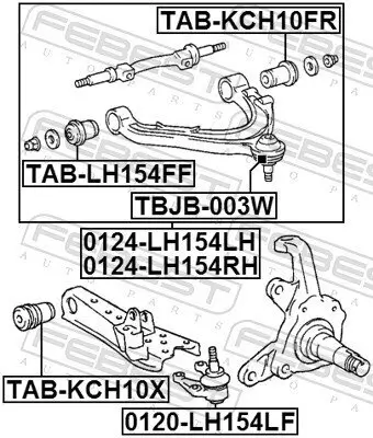 Lagerung, Lenker Vorderachse unten innen FEBEST TAB-KCH10X Bild Lagerung, Lenker Vorderachse unten innen FEBEST TAB-KCH10X
