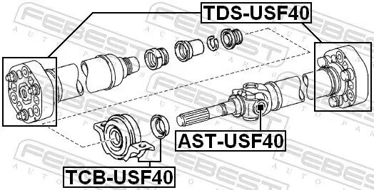 Lager, Gelenkwellenmittellager FEBEST TCB-USF40 Bild Lager, Gelenkwellenmittellager FEBEST TCB-USF40
