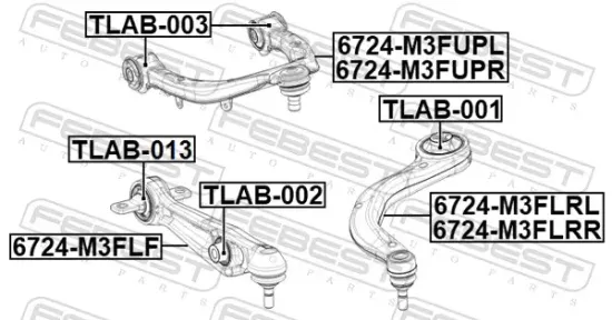 Lagerung, Lenker Vorderachse unten hinter der Achse FEBEST TLAB-001 Bild Lagerung, Lenker Vorderachse unten hinter der Achse FEBEST TLAB-001