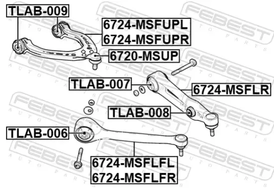 Lagerung, Lenker vor der Achse Vorderachse unten FEBEST TLAB-006 Bild Lagerung, Lenker vor der Achse Vorderachse unten FEBEST TLAB-006