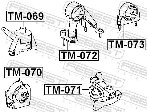 Lagerung, Motor vorne rechts FEBEST TM-069 Bild Lagerung, Motor vorne rechts FEBEST TM-069
