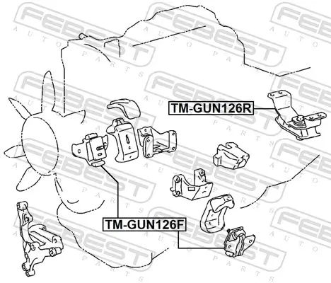 Lagerung, Motor hinten FEBEST TM-GUN126R Bild Lagerung, Motor hinten FEBEST TM-GUN126R