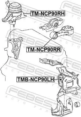 Lagerung, Motor vorne rechts FEBEST TM-NCP90RH Bild Lagerung, Motor vorne rechts FEBEST TM-NCP90RH