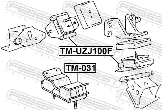 Lagerung, Motor vorne FEBEST TM-UZJ100F Bild Lagerung, Motor vorne FEBEST TM-UZJ100F