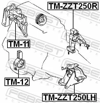 Lagerung, Motor hinten FEBEST TM-ZZT250R Bild Lagerung, Motor hinten FEBEST TM-ZZT250R
