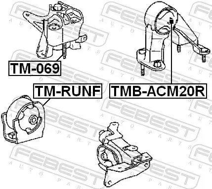 Lagerung, Motor hinten FEBEST TMB-ACM20R Bild Lagerung, Motor hinten FEBEST TMB-ACM20R