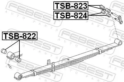 Lagerbuchse, Blattfeder hinter der Achse an Federauge FEBEST TSB-824 Bild Lagerbuchse, Blattfeder hinter der Achse an Federauge FEBEST TSB-824