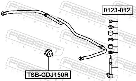 Lagerung, Stabilisator hinten FEBEST TSB-GDJ150R Bild Lagerung, Stabilisator hinten FEBEST TSB-GDJ150R