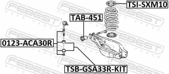 Reparatursatz, Stabilisatorkoppelstange Hinterachse FEBEST TSB-GSA33R-KIT Bild Reparatursatz, Stabilisatorkoppelstange Hinterachse FEBEST TSB-GSA33R-KIT