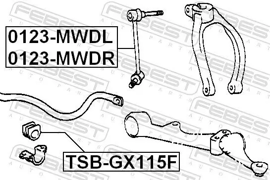 Lagerung, Stabilisator Vorderachse FEBEST TSB-GX115F Bild Lagerung, Stabilisator Vorderachse FEBEST TSB-GX115F