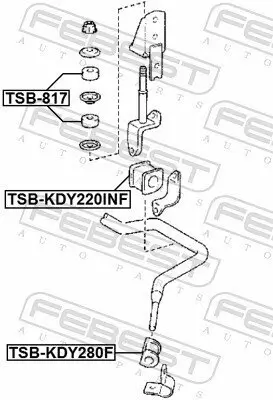 Lagerung, Stabilisator Vorderachse FEBEST TSB-KDY220INF Bild Lagerung, Stabilisator Vorderachse FEBEST TSB-KDY220INF