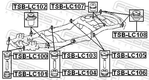 Lagerung, Fahrzeugrahmen vorne 2. Reihe FEBEST TSB-LC102 Bild Lagerung, Fahrzeugrahmen vorne 2. Reihe FEBEST TSB-LC102