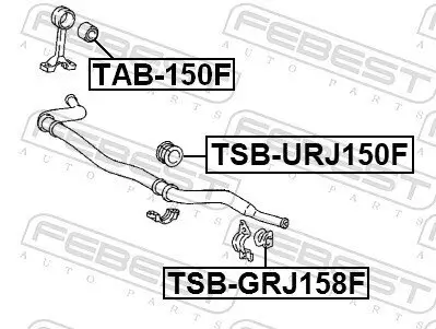 Lagerung, Stabilisator vorne FEBEST TSB-URJ150F Bild Lagerung, Stabilisator vorne FEBEST TSB-URJ150F