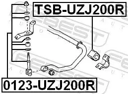 Lagerung, Stabilisator Hinterachse FEBEST TSB-UZJ200R Bild Lagerung, Stabilisator Hinterachse FEBEST TSB-UZJ200R
