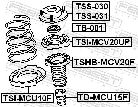 Federbeinstützlager Vorderachse links FEBEST TSS-031 Bild Federbeinstützlager Vorderachse links FEBEST TSS-031