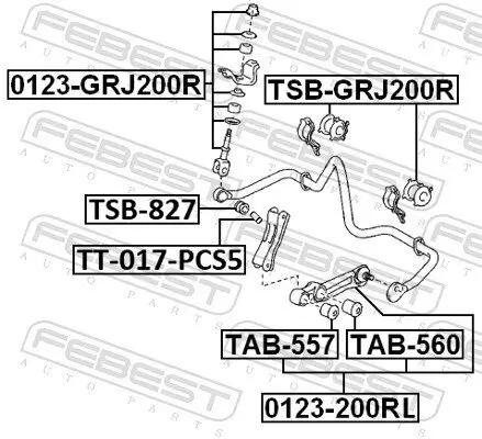 Lagerung, Stabilisator Hinterachse FEBEST TT-017-PCS5 Bild Lagerung, Stabilisator Hinterachse FEBEST TT-017-PCS5