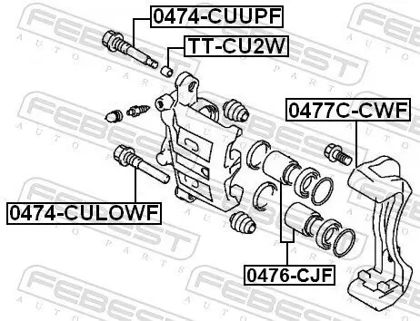 Zubehörsatz, Bremssattel Vorderachse FEBEST TT-CU2W Bild Zubehörsatz, Bremssattel Vorderachse FEBEST TT-CU2W