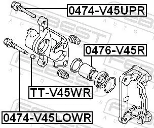 Zubehörsatz, Bremssattel Hinterachse FEBEST TT-V45WR Bild Zubehörsatz, Bremssattel Hinterachse FEBEST TT-V45WR